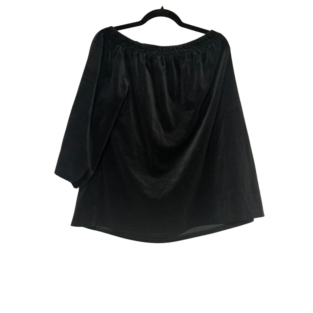 Women's sz L J Jill black velvet 3/4 sleeve‎ shirt new w/ tags #1175